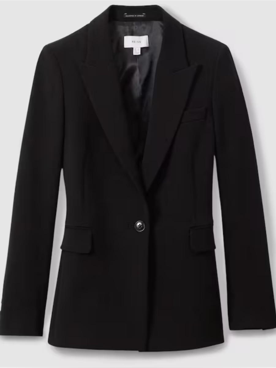 Tailored Single Breasted Suit Blazer In Black Size 8
